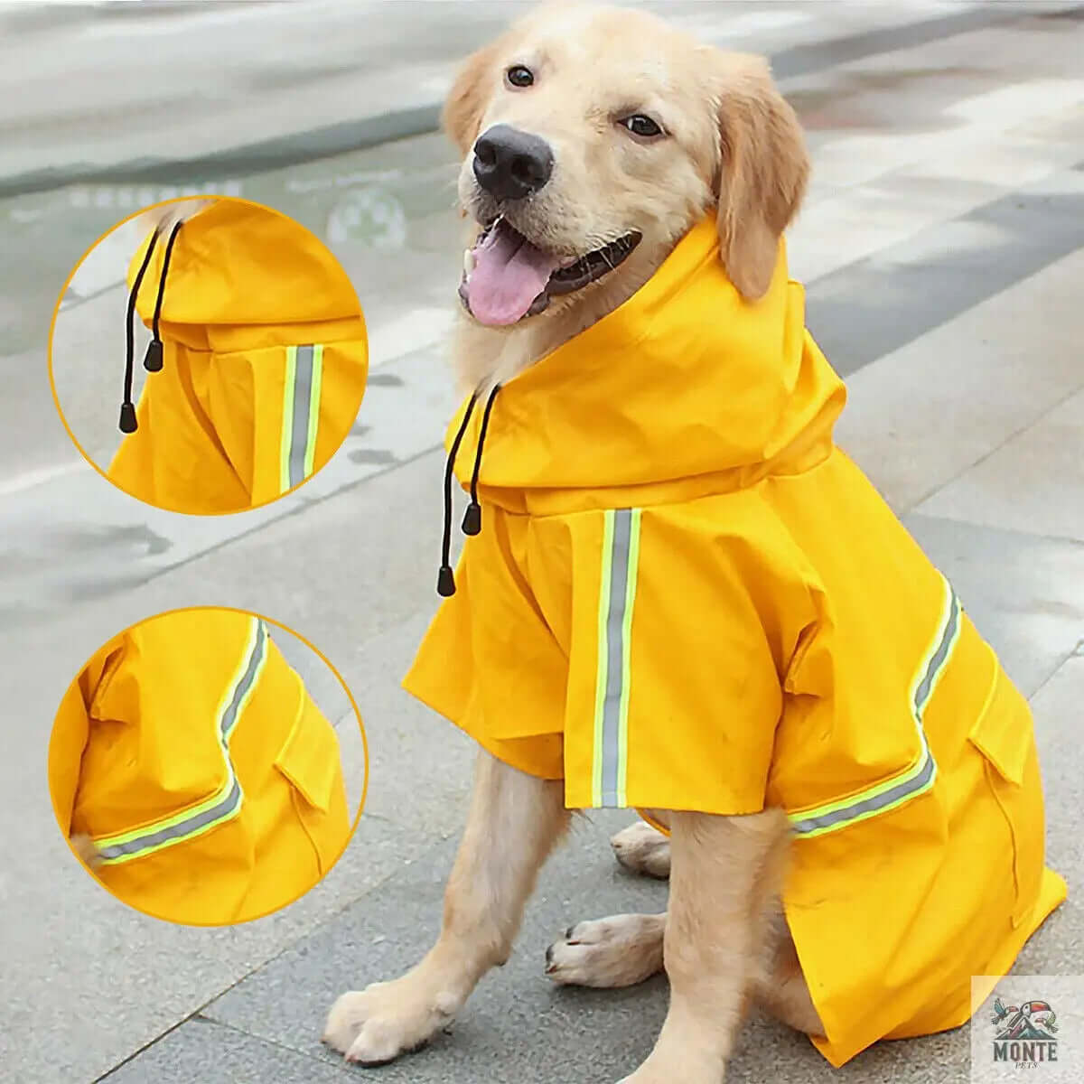 WetterFest Pro – Wasserdichte Hunderegenjacke mit Reflektoren | MONTE PETS-MONTE-PETS
